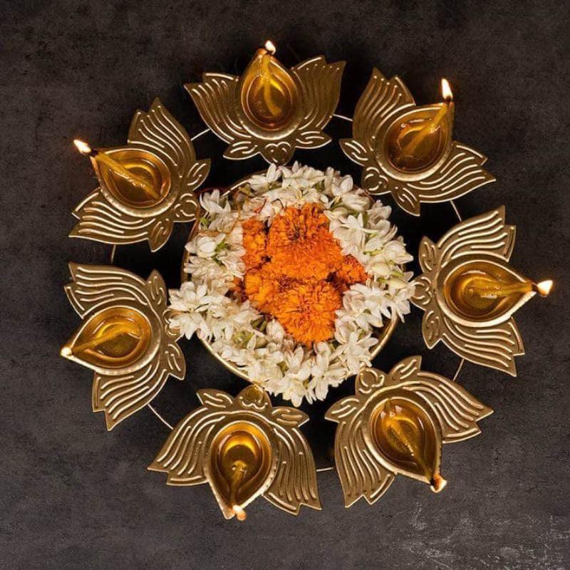 Festive Accents - Decorative Urli With Lotus Diya Holder