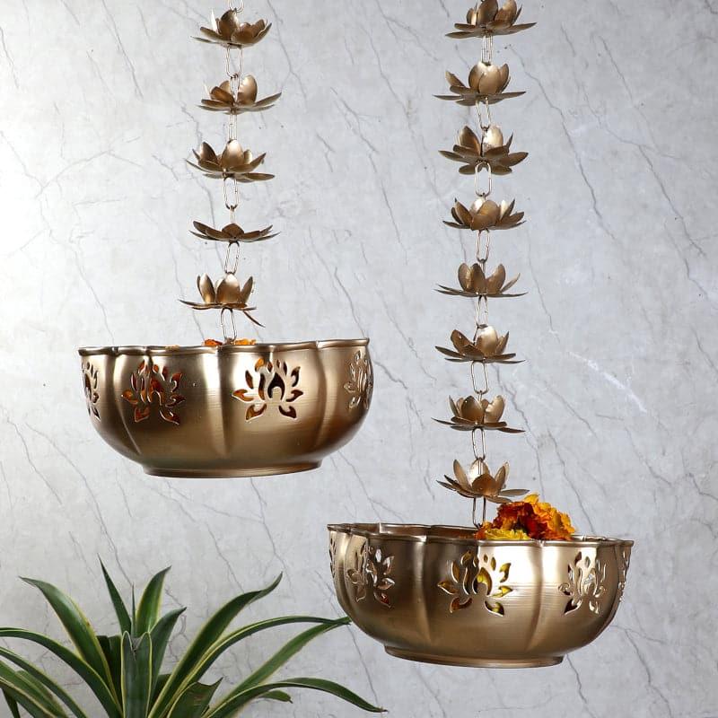 Buy Lotus Cascade Hanging Urli - Set Of Two Urli from Vaaree