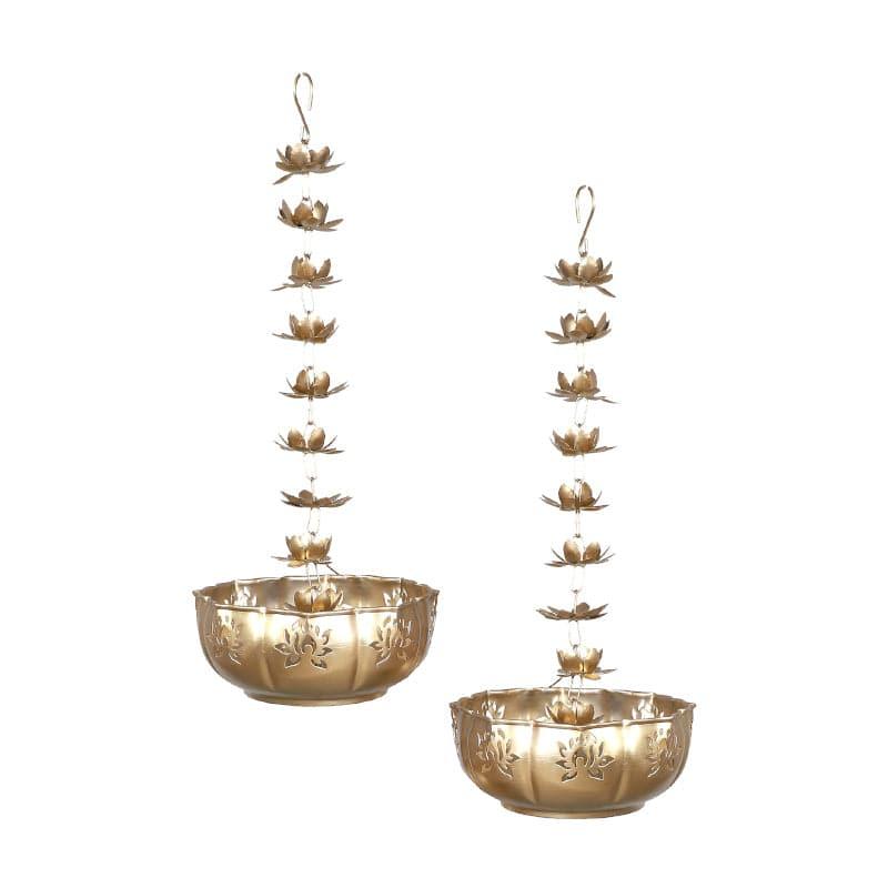 Buy Lotus Cascade Hanging Urli - Set Of Two Urli from Vaaree