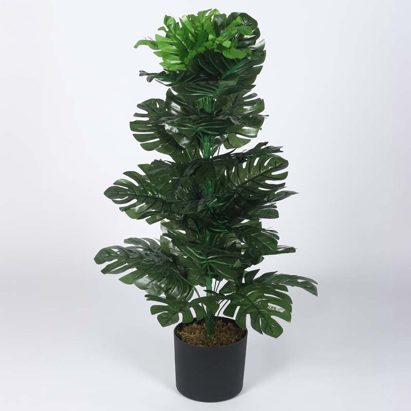 Buy Faux Lush Mostera Plant With Pot - 2.8 Feet Artificial Plants from Vaaree