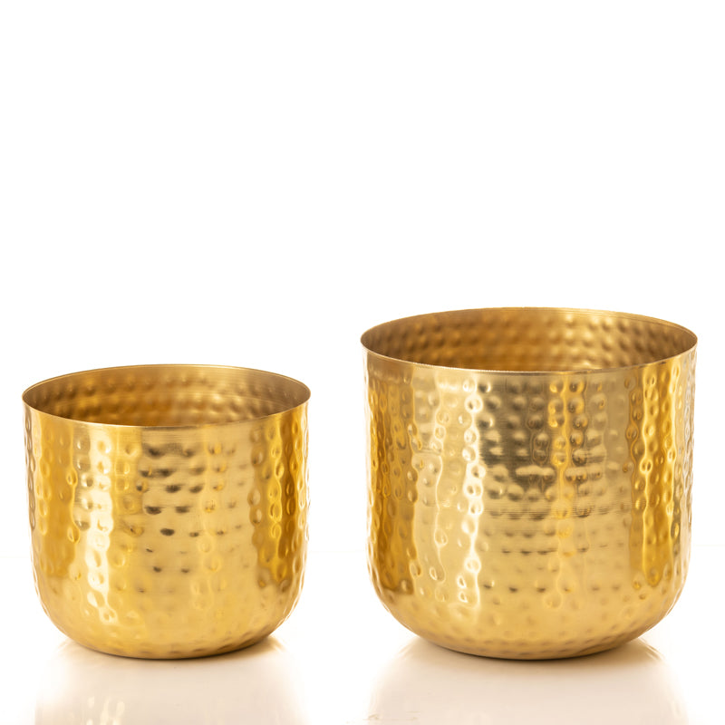 Buy Luxe Glow Hammered Planter (Gold) - Set Of Two Pots & Planters from Vaaree