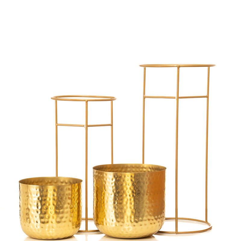 Buy Milara Allure Hammered Planter (Gold) - Set Of Two Pots & Planters from Vaaree