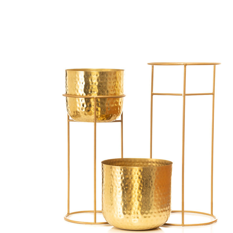 Buy Milara Allure Hammered Planter (Gold) - Set Of Two Pots & Planters from Vaaree