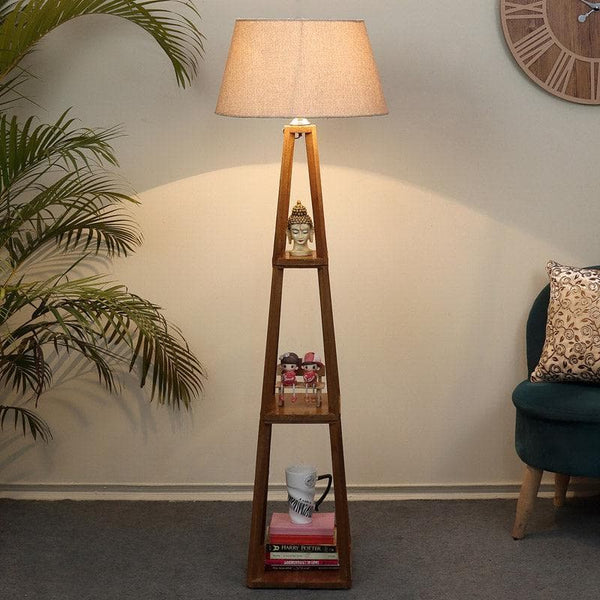 Floor Lamp - Blace Netima Floor Lamp With Shelf - Almond
