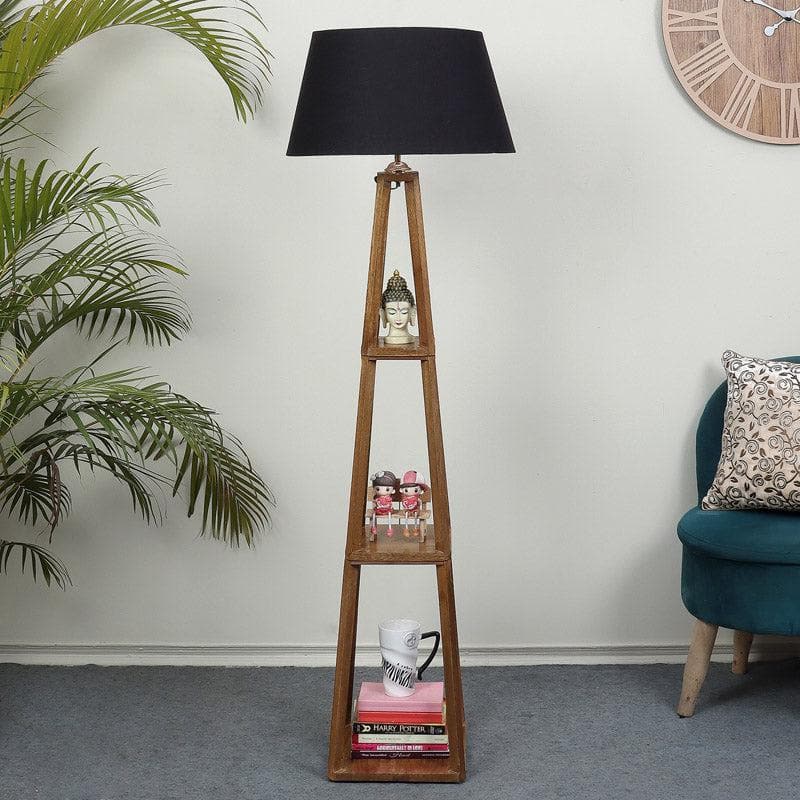 Buy Blace Netima Floor Lamp With Shelf - Coal Black Floor Lamp from Vaaree