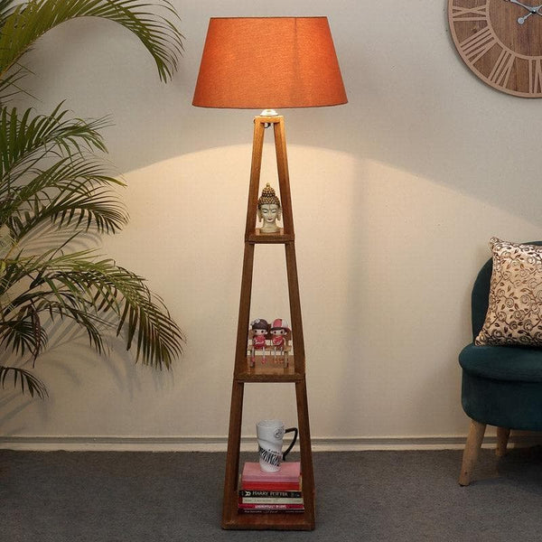 Floor Lamp - Blace Netima Floor Lamp With Shelf - Dark Rust