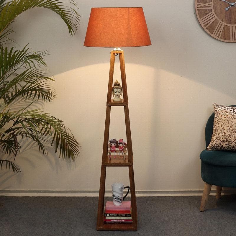 Buy Blace Netima Floor Lamp With Shelf - Dark Rust Floor Lamp from Vaaree