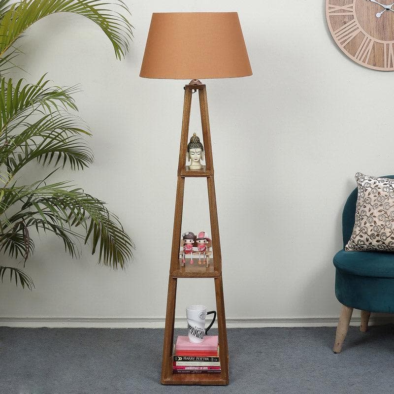 Buy Blace Netima Floor Lamp With Shelf - Dark Rust Floor Lamp from Vaaree