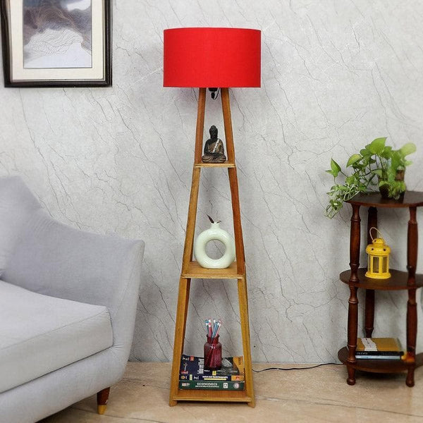 Buy Floor Lamp - Blace Netima Floor Lamp With Shelf - Red at Vaaree online