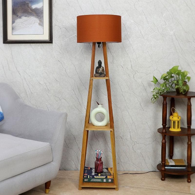 Floor Lamp - Blace Netima Floor Lamp With Shelf - Rust