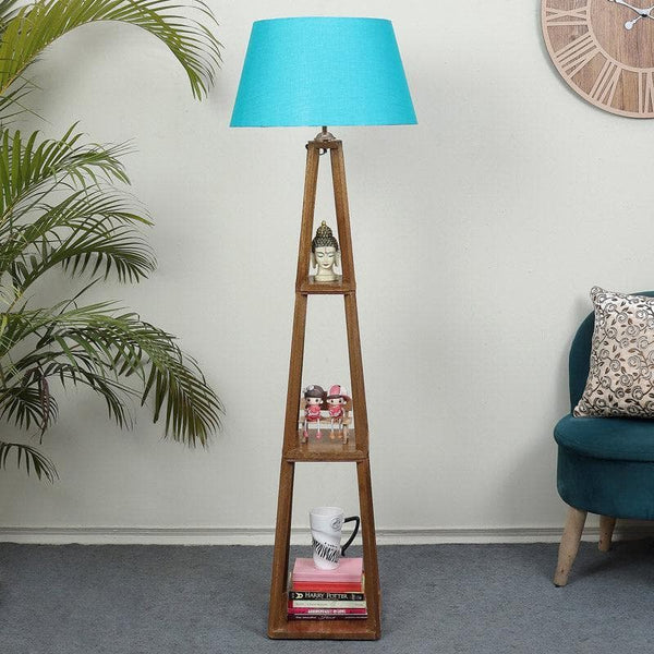 Floor Lamp - Blace Netima Floor Lamp With Shelf - Turquoise