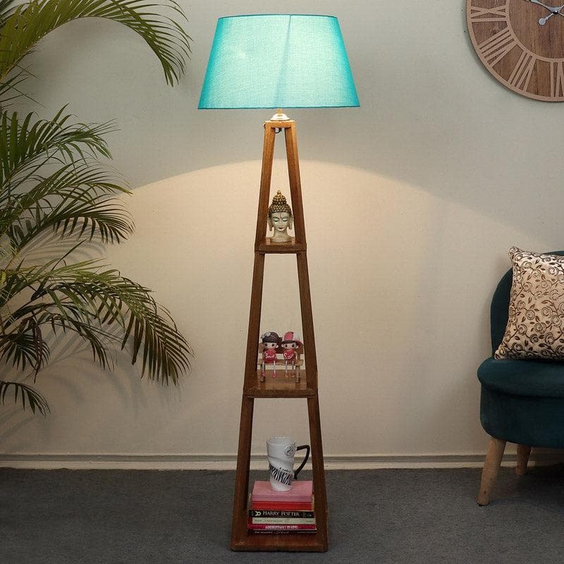 Floor Lamp - Blace Netima Floor Lamp With Shelf - Turquoise