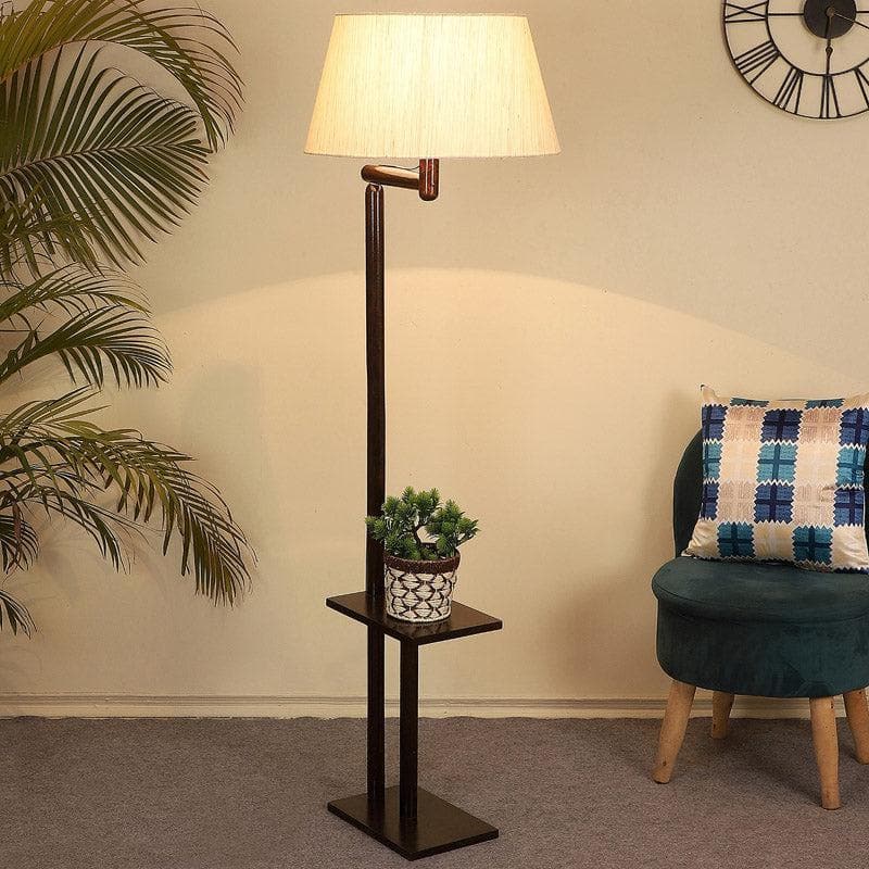 Buy Eartha Enya Floor Lamp With Shelf - Beige Floor Lamp from Vaaree