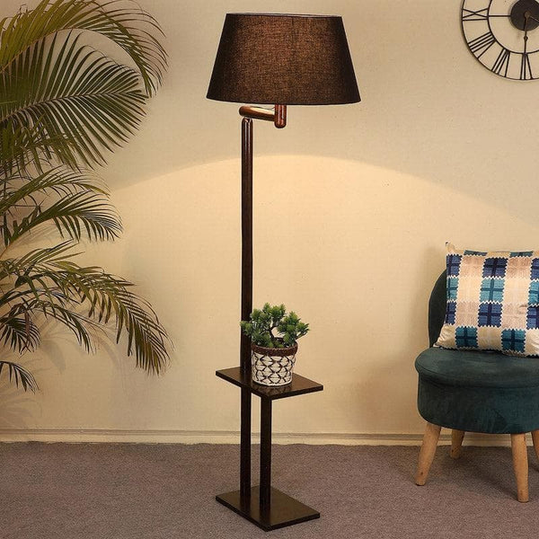 Buy Eartha Enya Floor Lamp With Shelf - Black Floor Lamp from Vaaree