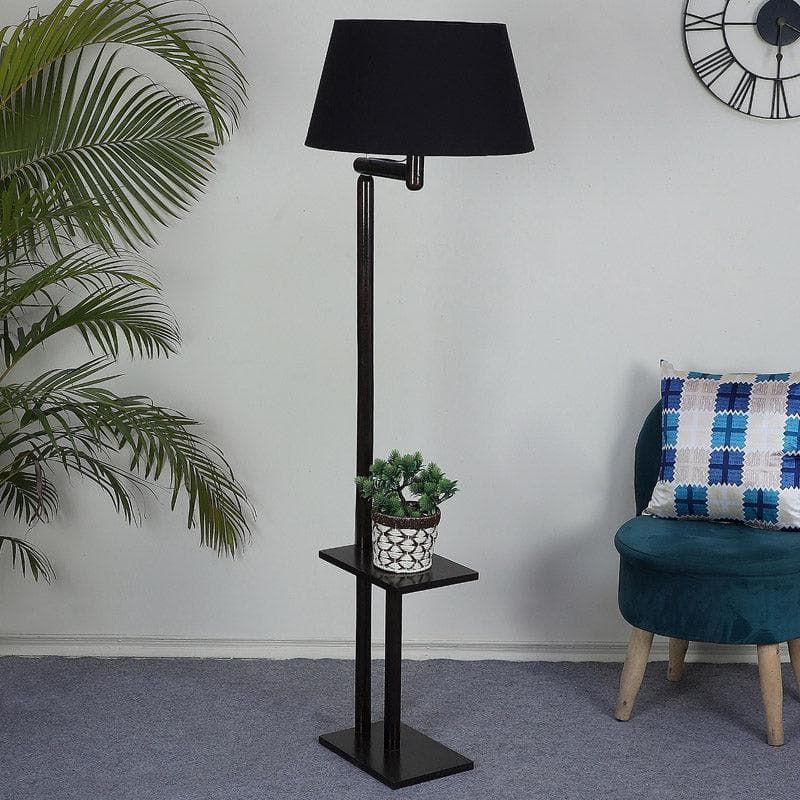 Buy Eartha Enya Floor Lamp With Shelf - Black Floor Lamp from Vaaree