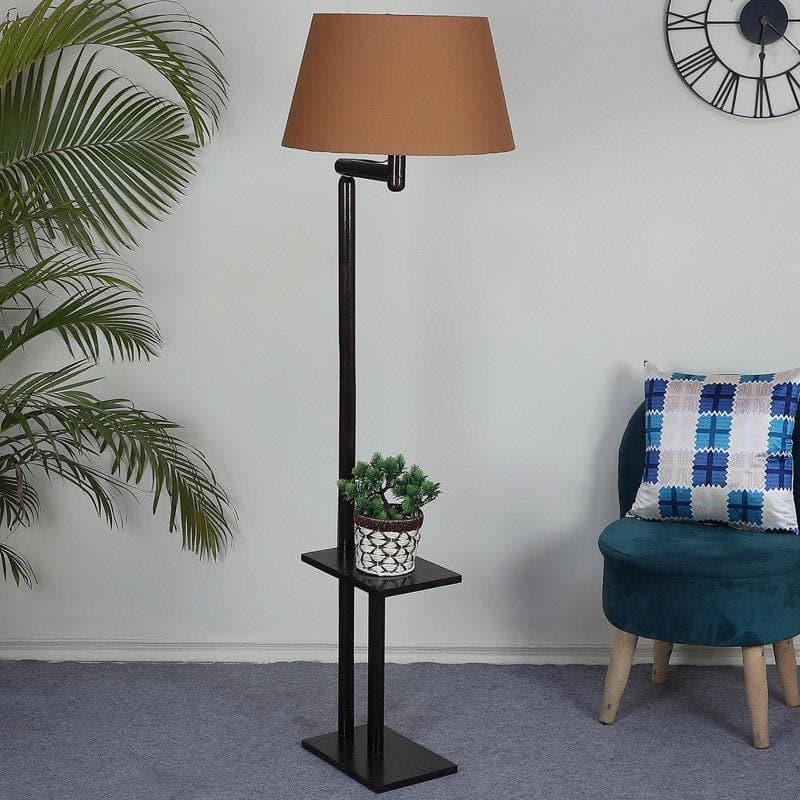 Buy Eartha Enya Floor Lamp With Shelf - Brown Floor Lamp from Vaaree