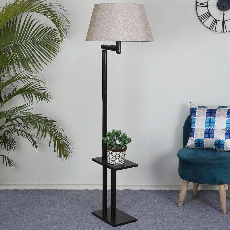 Buy Eartha Enya Floor Lamp With Shelf - Buff Floor Lamp from Vaaree