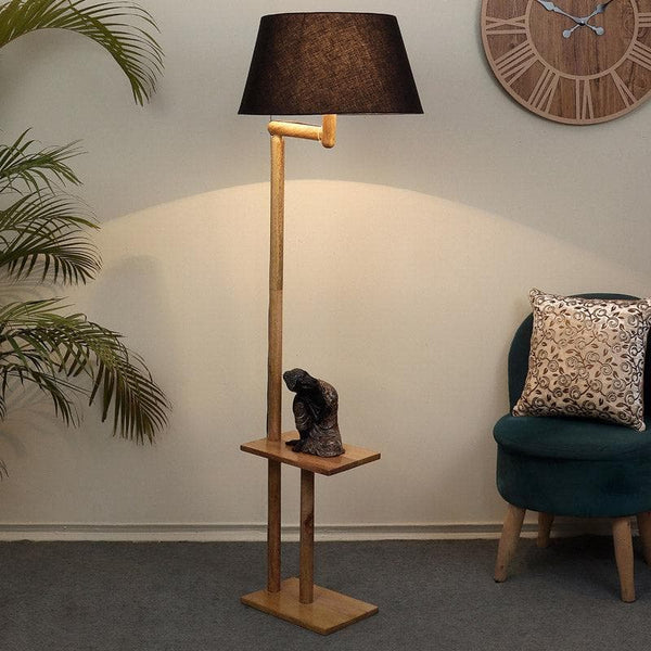 Buy Eartha Enya Floor Lamp With Shelf - Charcoal Floor Lamp from Vaaree