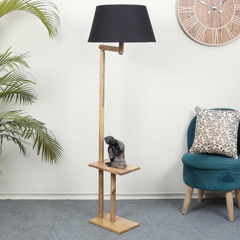 Buy Eartha Enya Floor Lamp With Shelf - Charcoal Floor Lamp from Vaaree