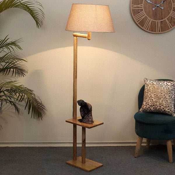 Buy Eartha Enya Floor Lamp With Shelf - Light Beige Floor Lamp from Vaaree