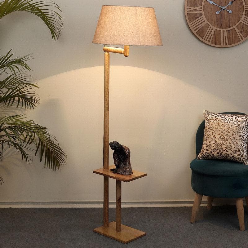 Buy Eartha Enya Floor Lamp With Shelf - Light Beige Floor Lamp from Vaaree