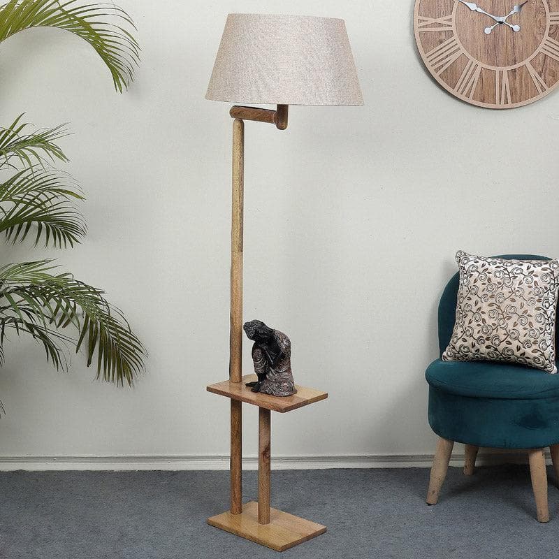 Buy Eartha Enya Floor Lamp With Shelf - Light Beige Floor Lamp from Vaaree