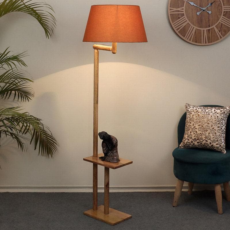 Buy Eartha Enya Floor Lamp With Shelf - Soft Brown Floor Lamp from Vaaree