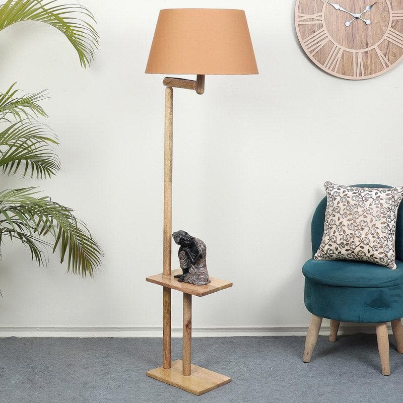 Buy Eartha Enya Floor Lamp With Shelf - Soft Brown Floor Lamp from Vaaree