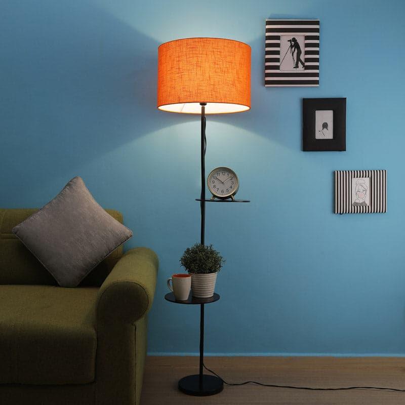 Floor Lamp - Kyomi Black Floor Lamp With Shelf