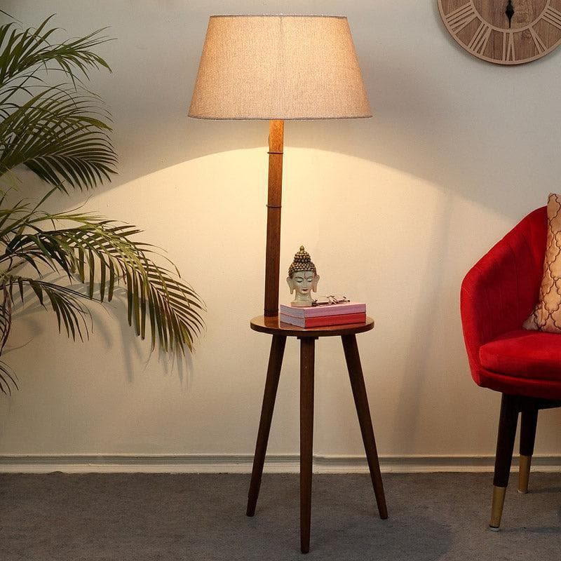 Buy Rosa Miosa Floor Lamp With Shelf - Beige Floor Lamp from Vaaree