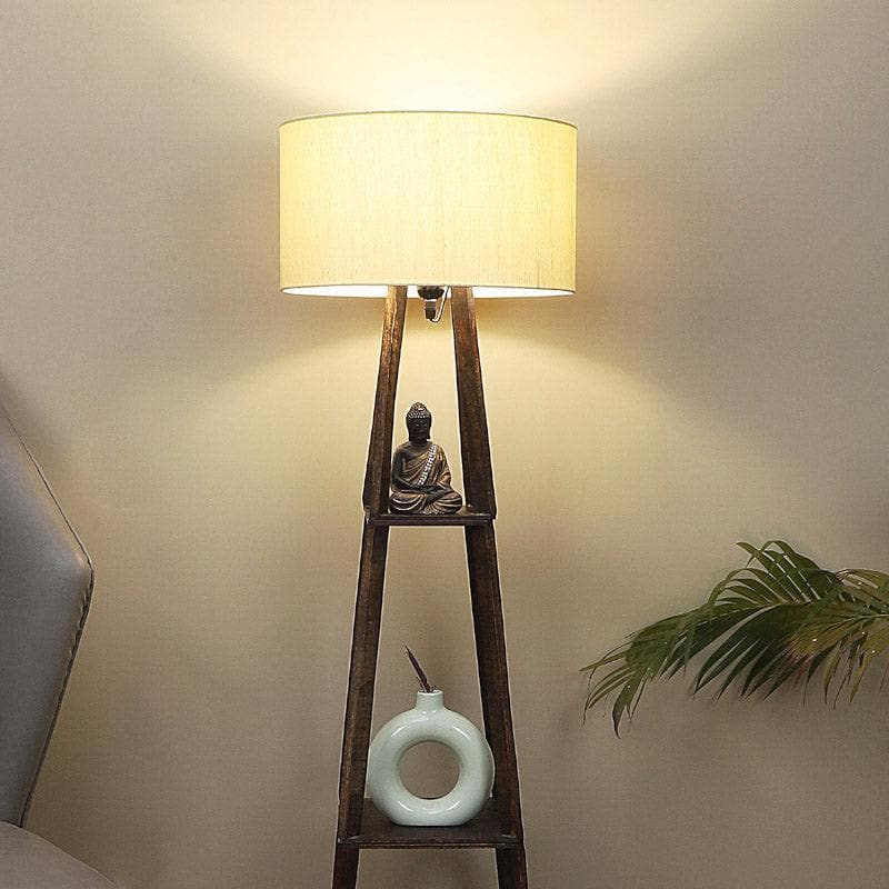 Floor Lamp - Seasa Wistera Floor Lamp With Shelf - Beige