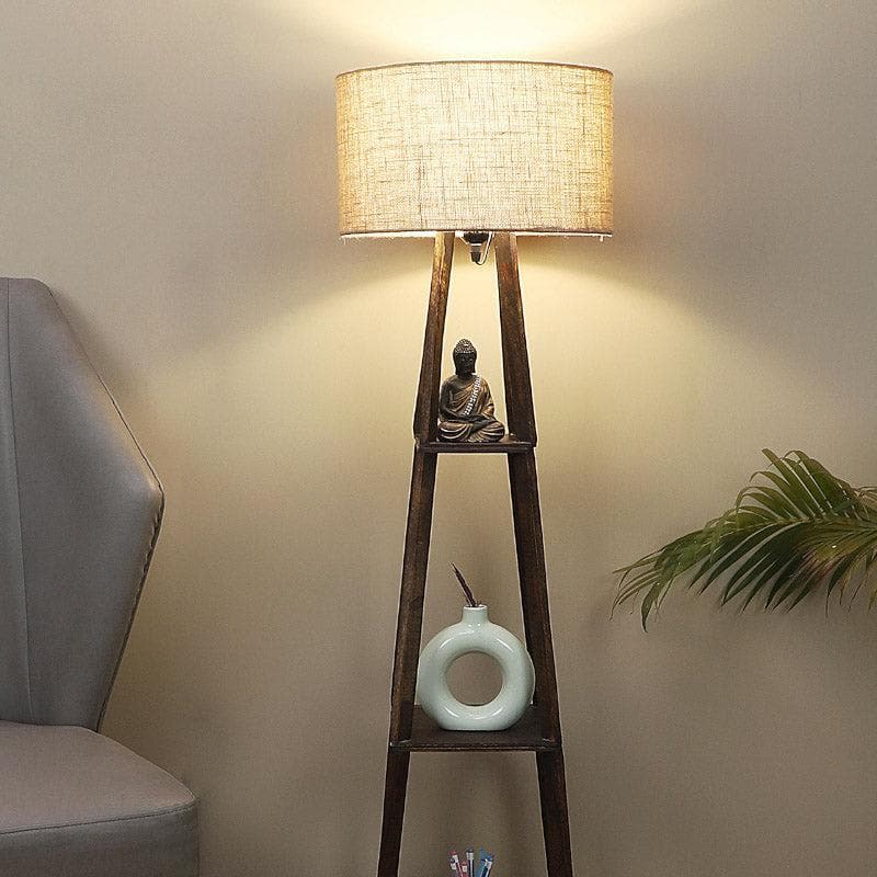 Floor Lamp - Seasa Wistera Floor Lamp With Shelf - Buff