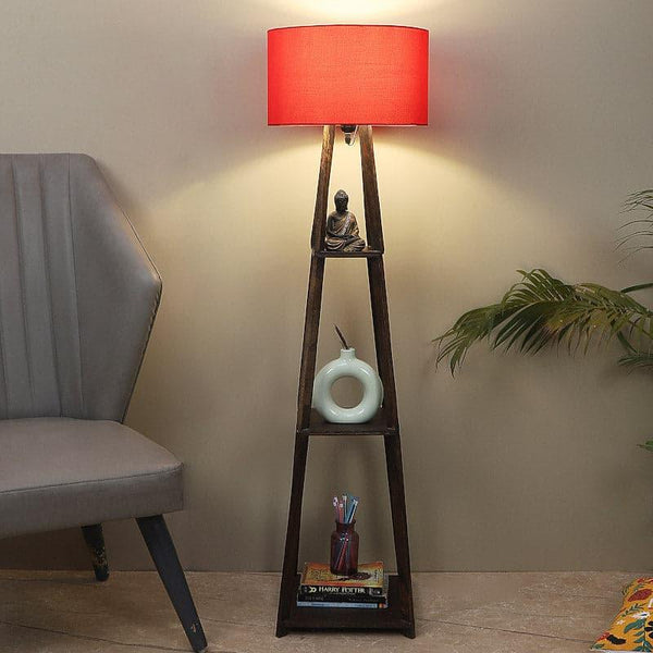 Floor Lamp - Seasa Wistera Floor Lamp With Shelf - Red