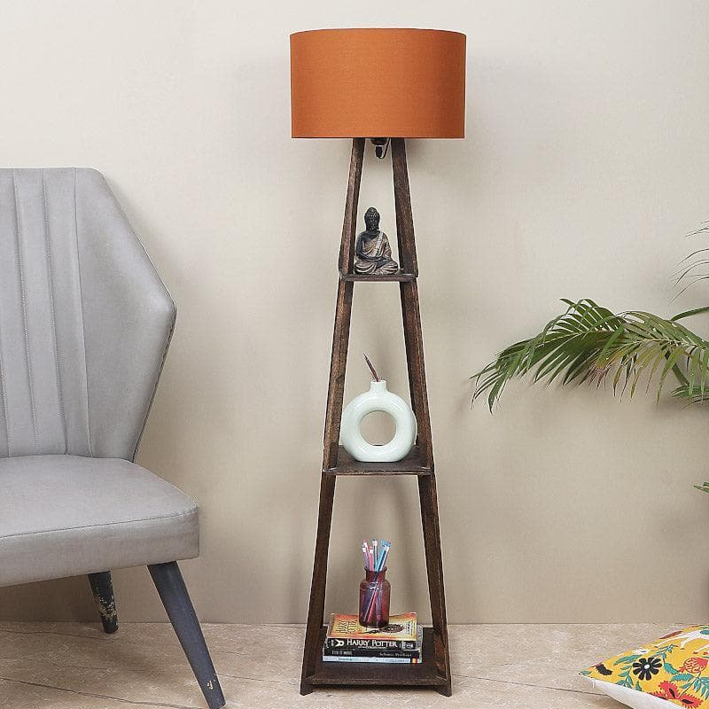 Floor Lamp - Seasa Wistera Floor Lamp With Shelf - Rust