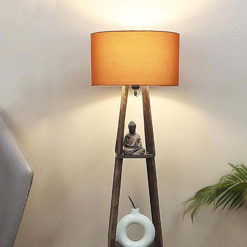 Floor Lamp - Seasa Wistera Floor Lamp With Shelf - Rust