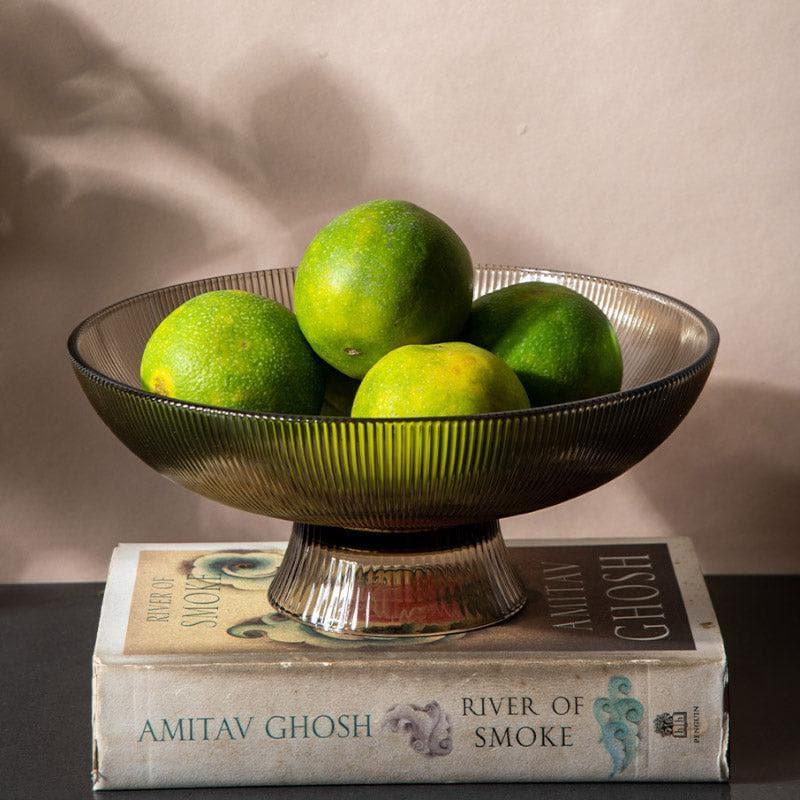 Buy Ribbed Glass Bowl - Brown Fruit Basket from Vaaree