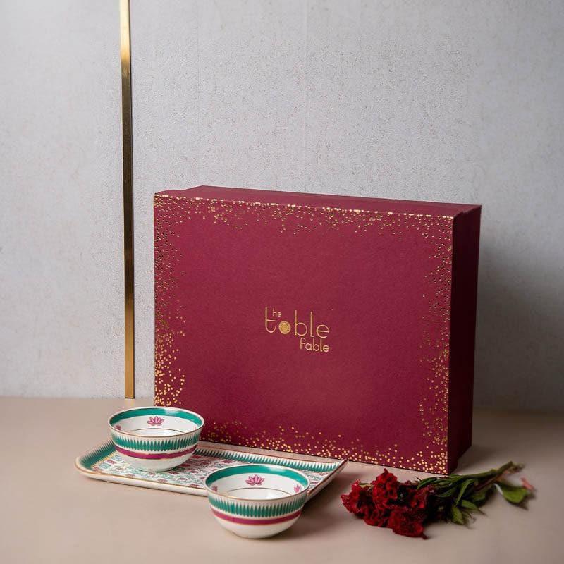 Buy Aafreen Bowl & Tray Gift Box - Set of Three Gift Box from Vaaree