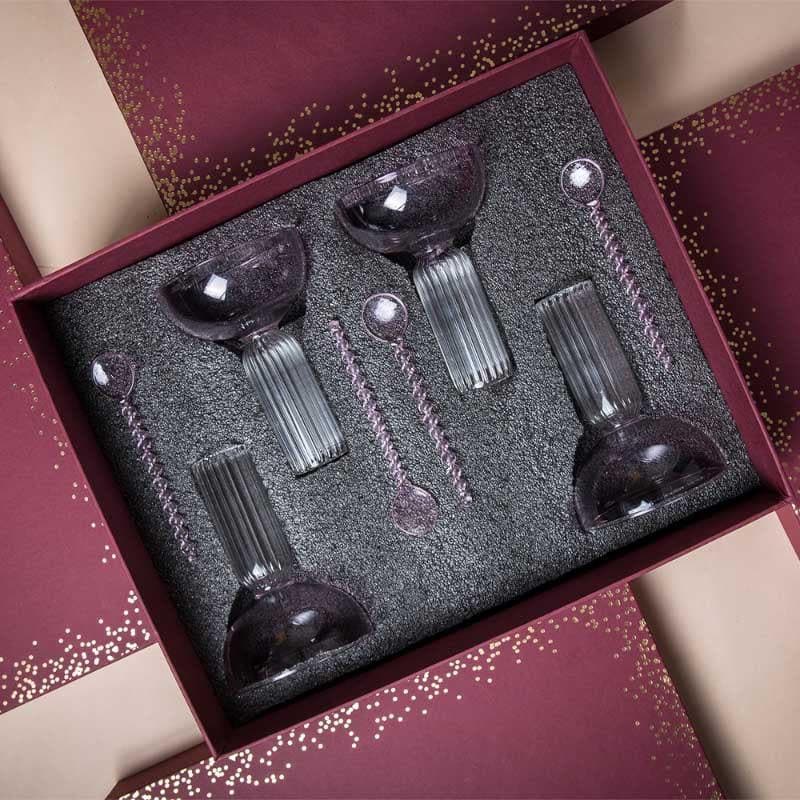 Buy Glow Glassine Wine Glass Gift Box - Set Of Four Gift Box from Vaaree