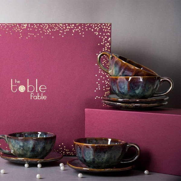 Buy Granite Grace Cup & Saucers Gift Box - Set Of Eight Gift Box from Vaaree