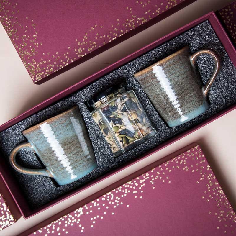 Buy Indigo Terrain Mug Gift Box - Set Of Three Gift Box from Vaaree