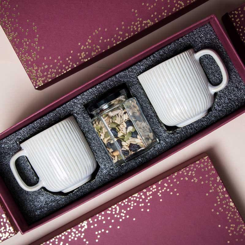Gift Box - Whisker Stripes Ivory Mug Gift Box - Set Of Three