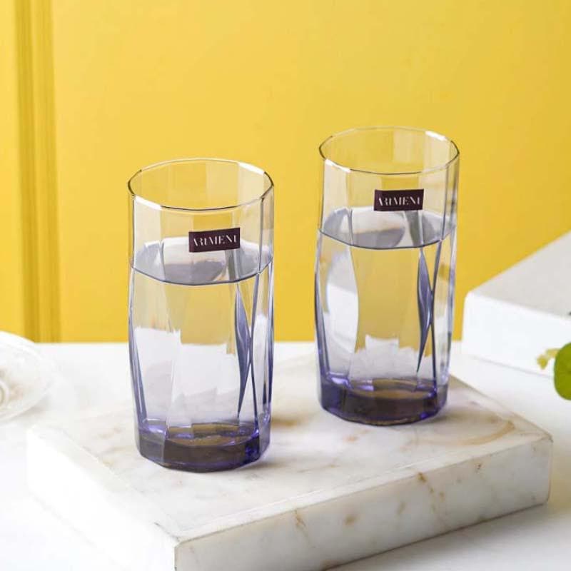 Buy Asscher Tall Glass (400 ml ) - Set Of Four Drinking & Juice Glasses from Vaaree