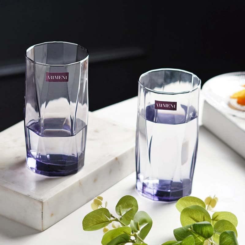 Buy Asscher Tall Glass (400 ml ) - Set Of Four Drinking & Juice Glasses from Vaaree