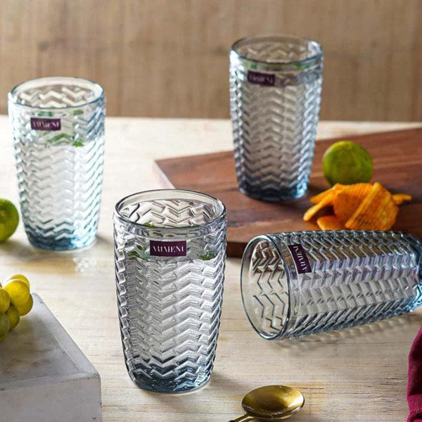 Buy Chevs Tall Glass (390 ml ) - Set Of Four Drinking & Juice Glasses from Vaaree