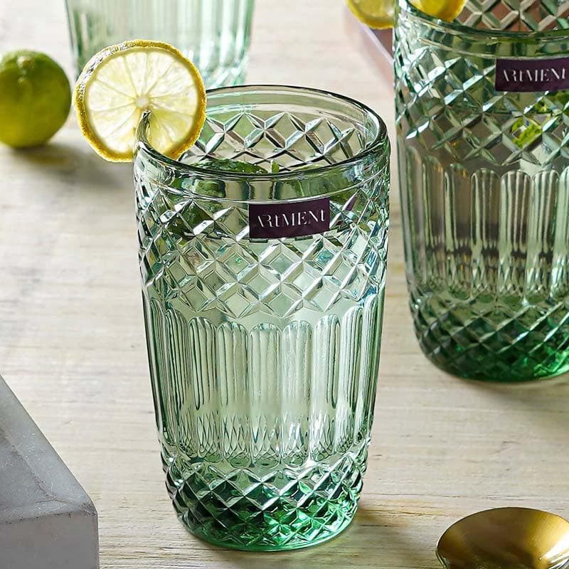 Buy Eunoia Tall Glass (Green) (390 ml ) - Set Of Four Drinking & Juice Glasses from Vaaree