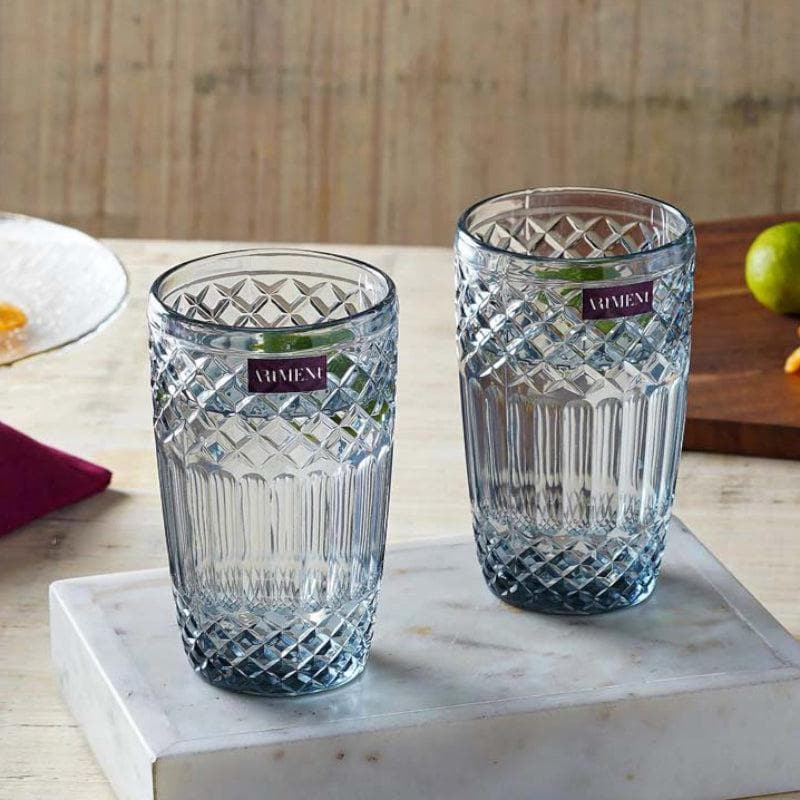 Drinking & Juice Glasses - Eunoia Tall Glass (Grey) (390 ml ) - Set Of Four