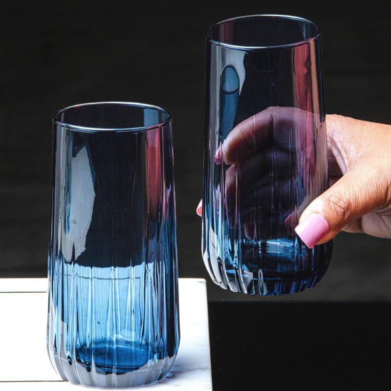 Buy Aspen Glass Tumbler (Blue) (360 ml ) - Set Of Six Drinking & Juice Glasses from Vaaree