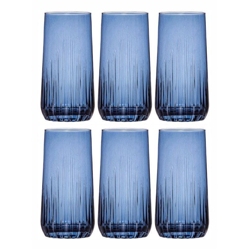 Buy Aspen Glass Tumbler (Blue) (360 ml ) - Set Of Six Drinking & Juice Glasses from Vaaree