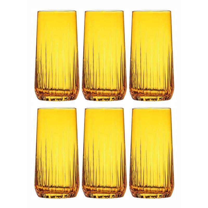 Drinking & Juice Glasses - Aspen Glass Tumbler (Orange) (360 ml ) - Set Of Six