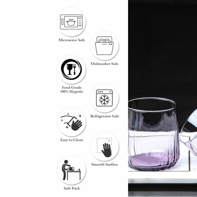 Buy Aspen Glass Tumbler (Purple) (310 ml ) - Set Of Six Drinking & Juice Glasses from Vaaree